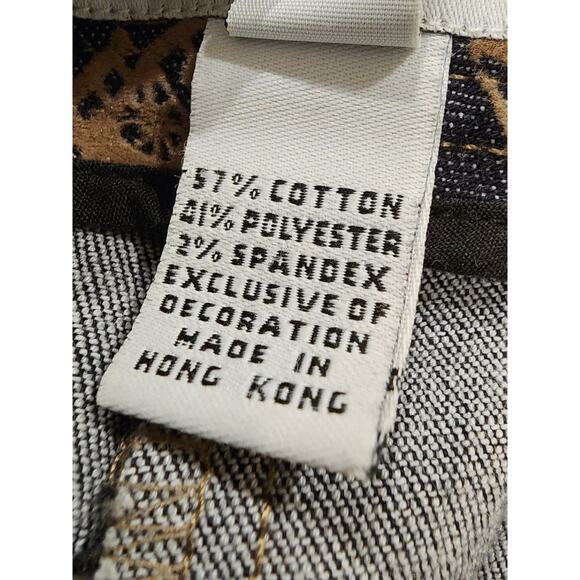 NWOT Saks 5th Avenue Real Clothes Women sz 12 Tan Faux Suede Floral  Denim Jeans - Picture 9 of 9